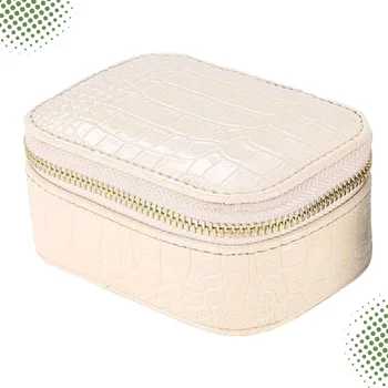 

1PC Portable Jewelry Box PU Leather Necklace Ring Watch Storage Organizer Display Case Multifunctional Travel Jewelry Case (Ivor