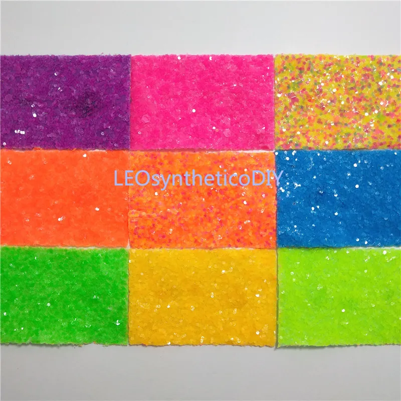 

90X134CM NEON Glitter Fabric, Cuero Sintetico Chunky Glitter Leather For Making Bows Accessories LEOsyntheticoDIY P864