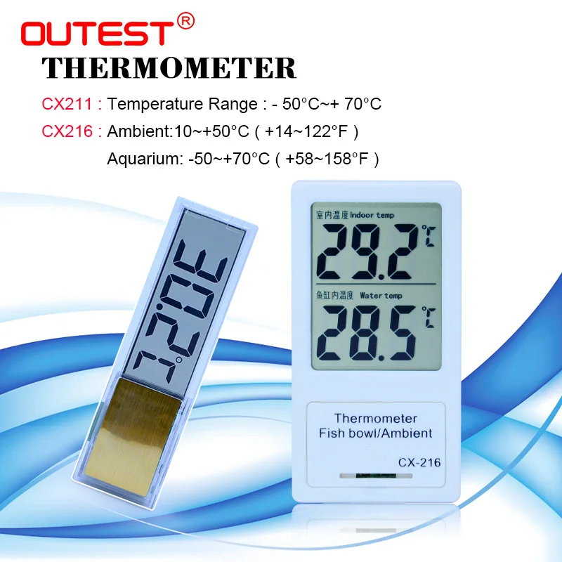 

LCD Digital Fish bowl ambient Thermometer hygrometer indoor water double display Aquarium&Ambient temperature meter