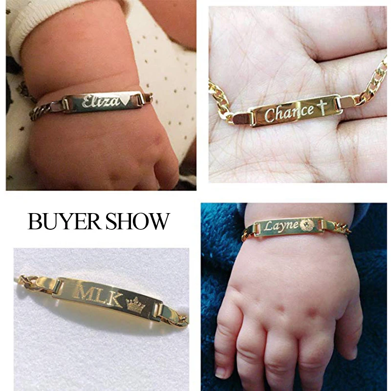 Bangle Bracelets Jewelry Link-Chain Custom Engrave Baby Family Personalize Love Gifts