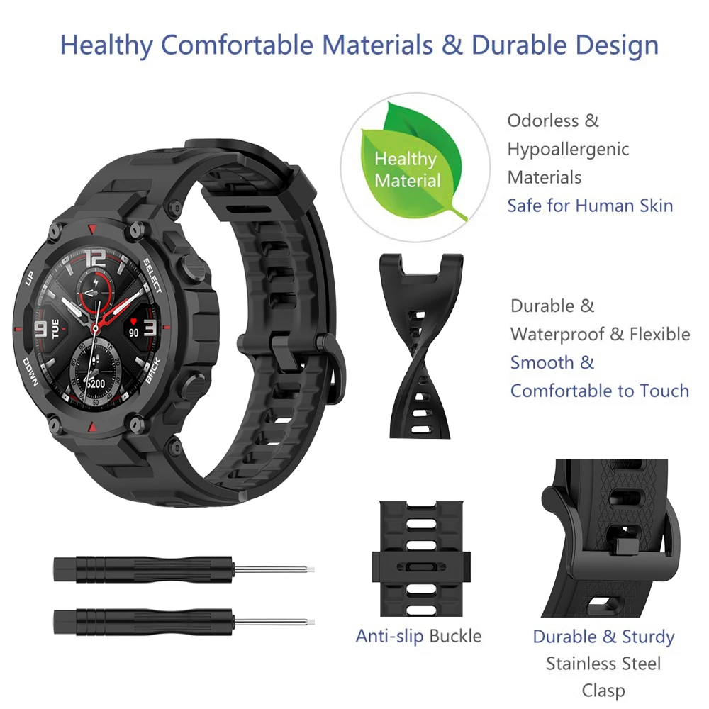 Bracelet Silicone De Remplacement Pour Amazfit T-Rex / T-Rex Pro - Taille Ajustable, Couleurs Vives, Sportif - 7