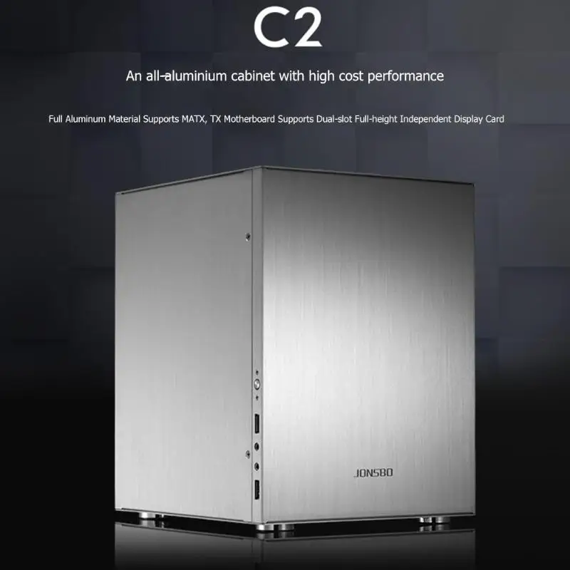 Jonsbo C2 Алюминиевый Чехол для компьютера настольный ПК Шасси для Mini ITX microATX