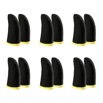 

18-Pin Carbon Fiber Finger Sleeves for PUBG Mobile Games Contact Sn Finger Sleeves Black & Yellow(12 Pcs)