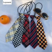 Галстук на шею, английский стиль, женская мода, короткая длина, 28 см, в клетку, в полоску, в горошек, классический галстук, модные галстуки, Ulzzang, аксессуары