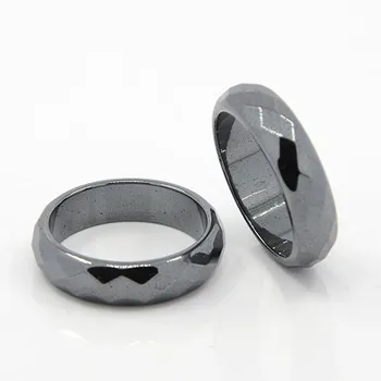 

Fashion Magnetic Synthetic Hematite Wide Band Rings, Black, 17mm