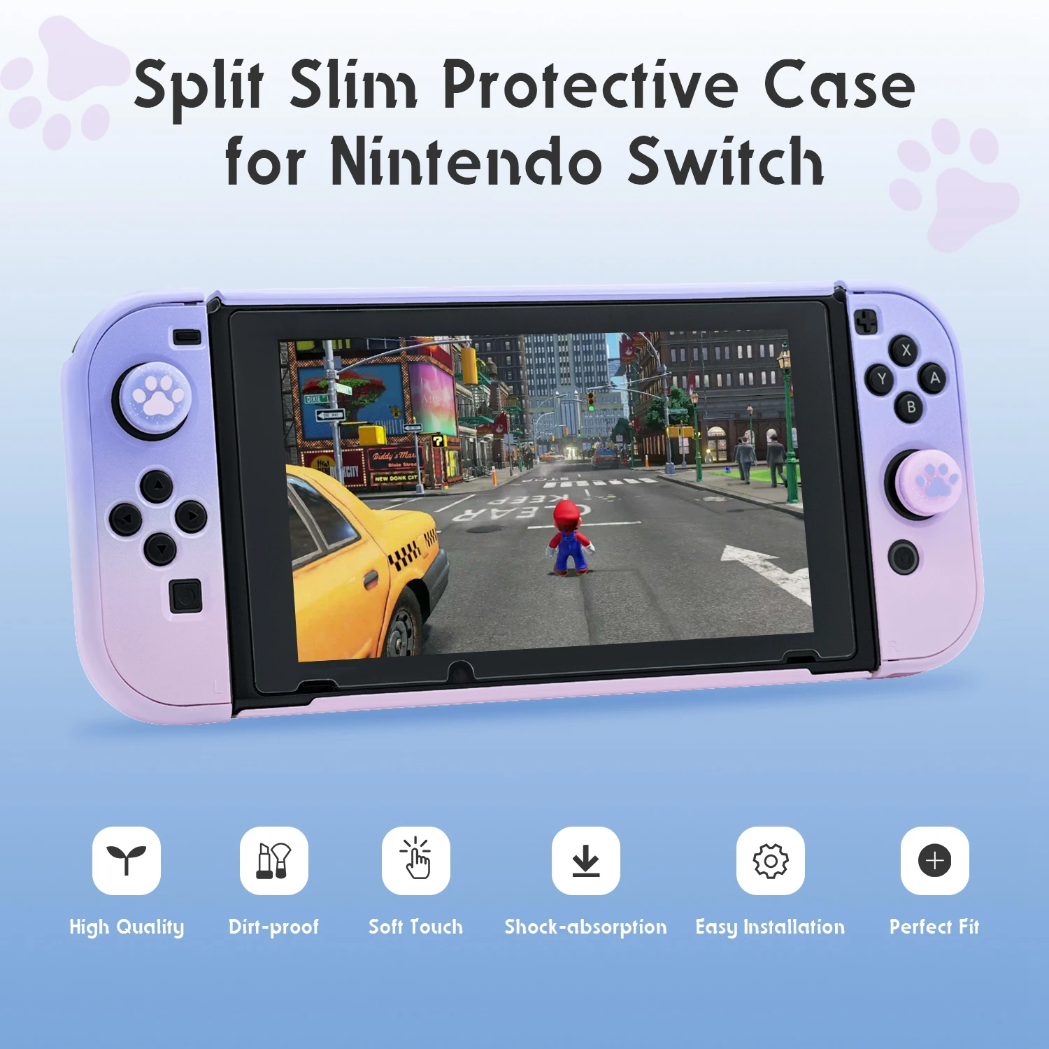 Project Design Dockable Game Protective Case with for Joy-con Faceplate and Thumb Cap Nintend Switch Glitter Pink/Purple | Электроника