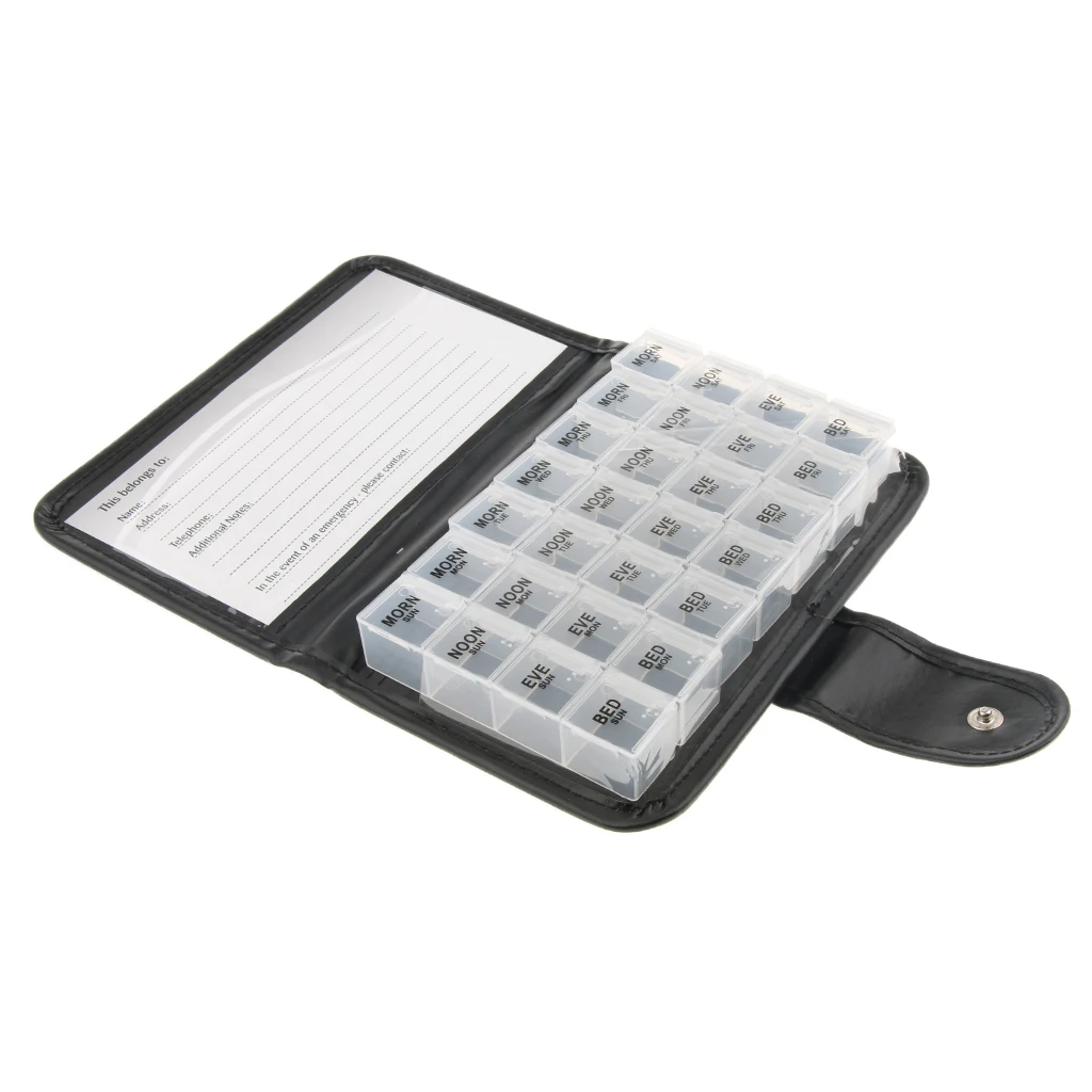 PU 7 Day Pill Tablet Container Box Storage Dispenser Travel Medicine Case  Pill Box Splitters Pill Storage Organizer Container