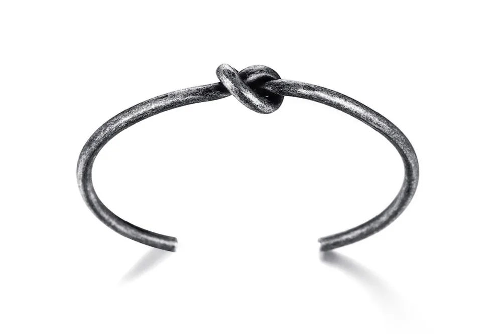 Mens Love Knot Bangle Stainless Steel Antique Silver Color Knot Twisted Cuff Bracelet Unisex Men Jewelry Pulseira Braslet Masculina 14