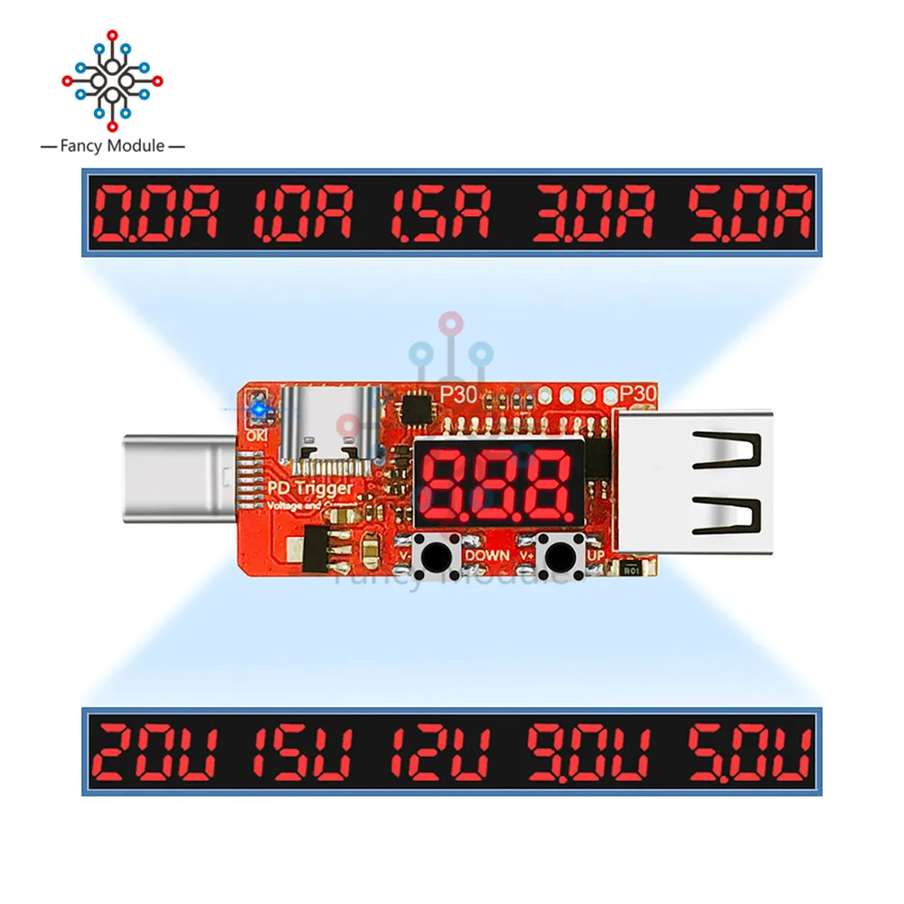 Тип-C PD2.0 PD3.0 5 V-20 ватт Электрический афера Мощность триггер светодиодный цифровой детектор USB Тестер Вольтметр Амперметр