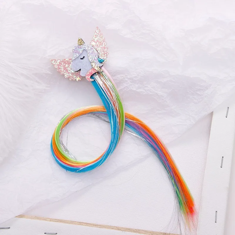 Unicorn wing Новые модные детские аксессуары для волос Разноцветные Ленточные заколки со звездами для девочек Мультяшные зажимы для волос головной убор для девочек - Цвет: Unicorn wing