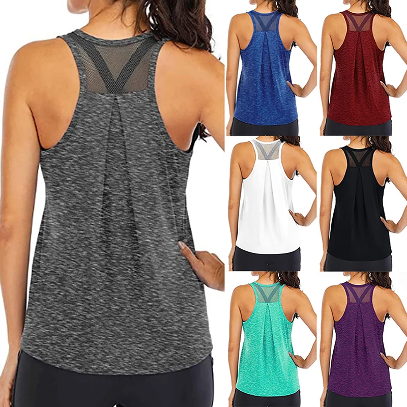 Yoga Vest Women Running Shirts Sleeveless Gym Tank Tops Women's Sportswear Quick Dry Breathable Workout Tank Top Fitness Clothe