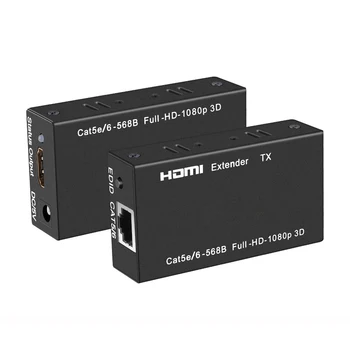 

HDMI Extender 196ft/60m HDMI Transmitter Receiver Over Single Cat5e/6/7 Ethernet Cable Support 1080P 3D HDMI 1.4a HDCP EDID