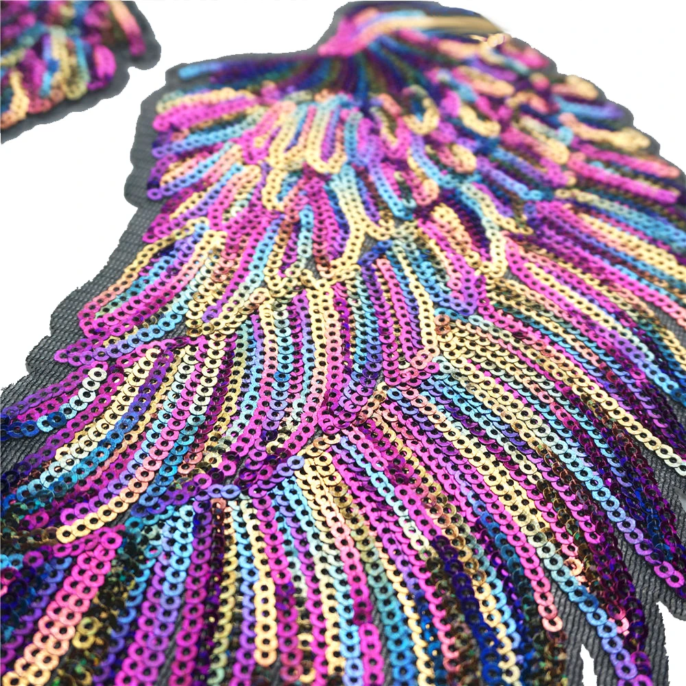 Новые Красочные радужные крылья перьев СТРАЗА, вышитые заплатки пришить железо на значок для одежды Diy Аппликации Ремесло Декор наклейки