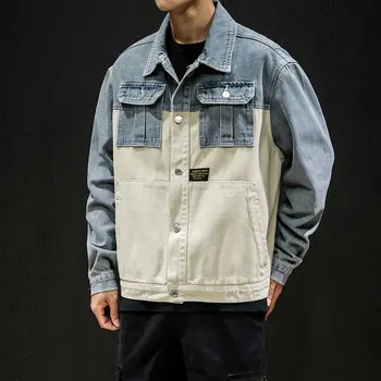 

New denim jacket men's hip hop patchwork retro street casual bomber jackets slim men high quality cowboy Jean Jacket