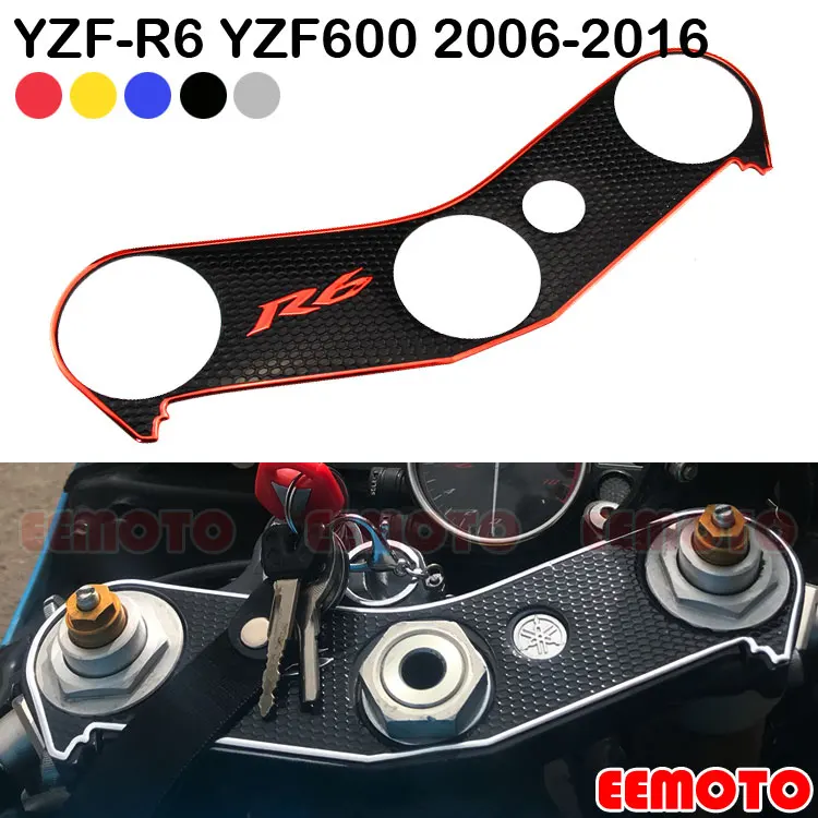 

Motorcycle Motorbike Pad Triple Tree Top Clamp Upper Front End Decals Stickers For YAMAHA YZF R6 2006-2016 2015 2014 2013 2012