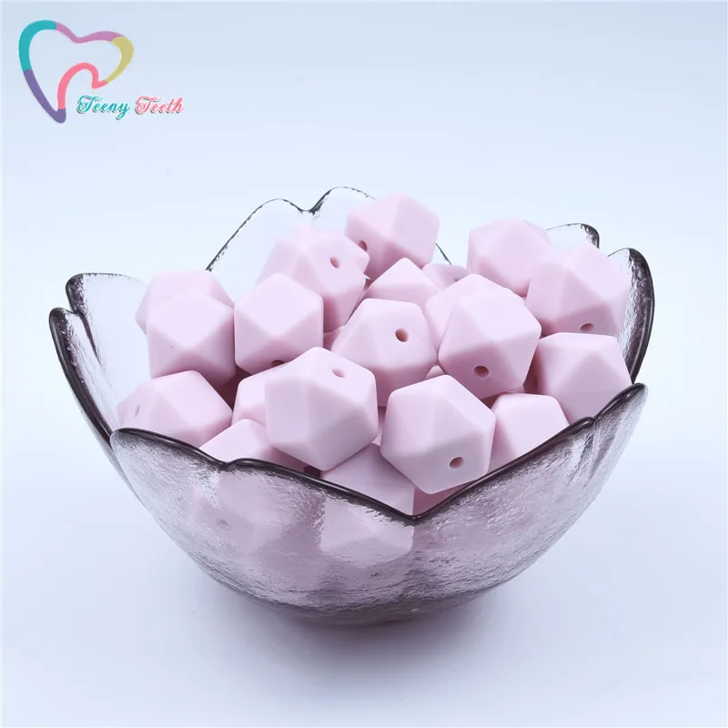 Soft Pastel Pink 10 шт 14 мм шестигранные силиконовые бусины, Детские DIY соски цепи игрушки для душа аксессуары, прорезывание зубов свободные квадратные шестигранные жевательные бусины - Цвет: Soft Pastel Pink