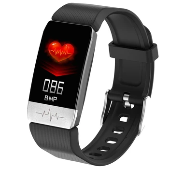 

T1S Smart Bracelet Body Temperature Fitness Tracker with Heart Rate Monitor Sleep Blood Preasure Sport Watch Black