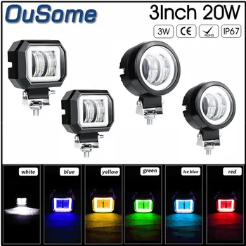 

2 pack 3 inch 20W offroad led work light waterproof 12V 24V SUV ATV truck motor headlights 4x4 car LED angel eyes