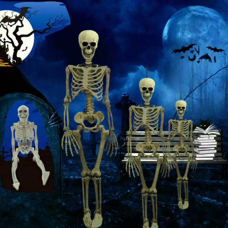 Halloween Skull Bones Posable Full Life Size Human Skeleton Holiday Decoration Party Prop halloween hand decoration