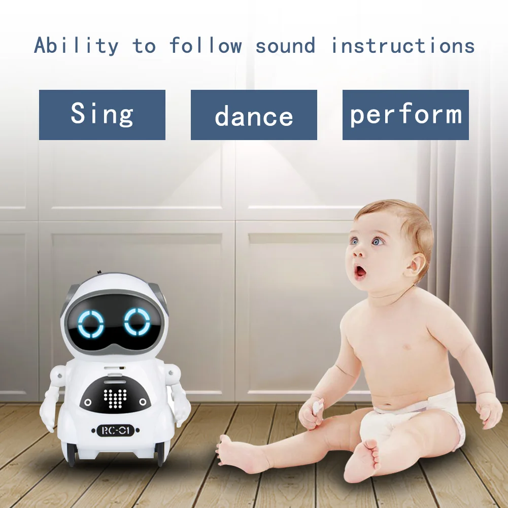 Голосовое управление, записывающая история, детский подарок, карманный робот, поющий, танцующий, интерактивный, для мальчиков и девочек, обучающая мини-игрушка