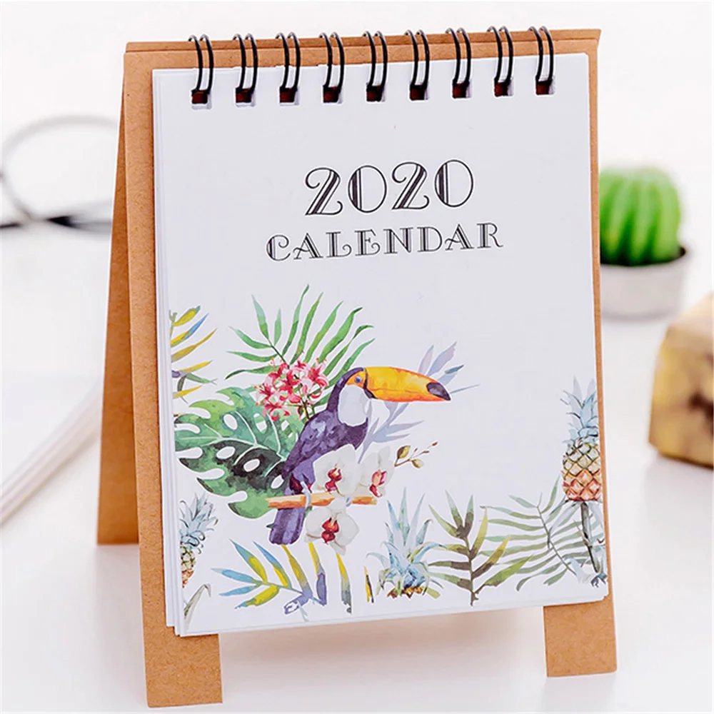 1PC Cute Cartoon Flamingo Desktop Calendar Mini Daily Schedule Table Planner Yearly Agenda Organizer School Office Supplies