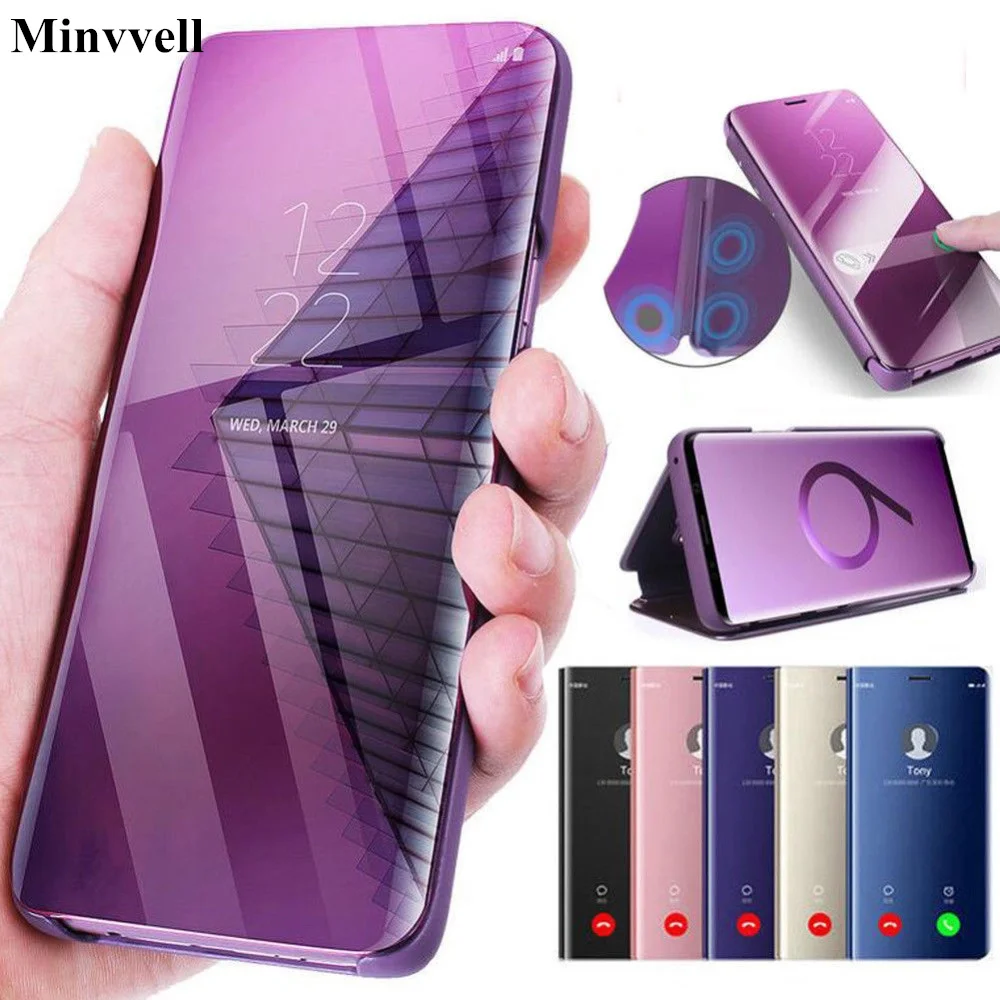

Flip Case For Samsung J4 J6 J8 2018 Stand Leather Clear View Mirror Cover For Galaxy A9 Star lite A5 A6 A7 A8 Plus J7 Duo Note 9