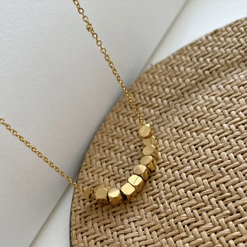 GHIDBK Fashion New Designer Gold Color Geomatric Necklace For Women Trendy Titanium Steel Cube Necklaces Minimalist Ins Style