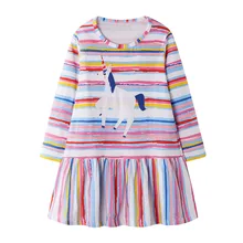 Girls Dress Long Sleeves Kids Dress for Girls Clothing Sequined Autumn Unicorn Girl Clothing Cute Back to School Kids Dress