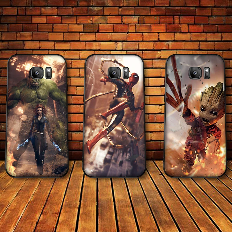 Роскошный черный чехол для Samsung Galaxy S6 S7 край S8 S9 S10 PLUS NOTE 8 9 M10 20 30 с героями комиксов