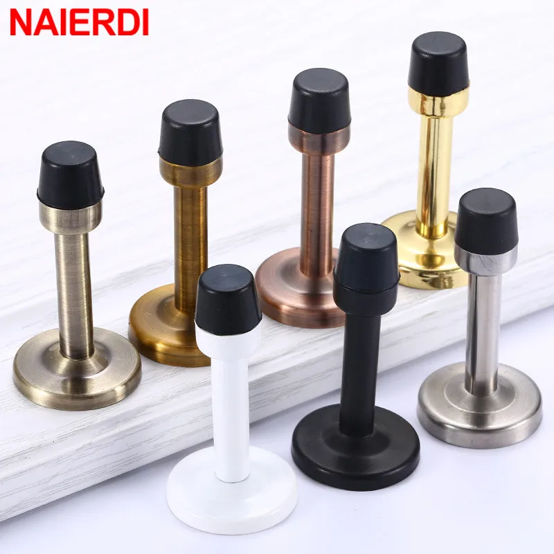 NAIERDI Stainless Steel Door Stops Wall Mounted Door Stopper Rubber Holder Catch Floor Fitting With Screws Bedroom Home Hardware - Image 2