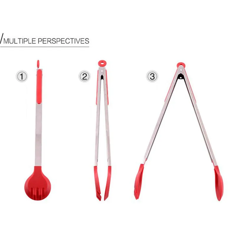 Красные силиконовые щипцы без приклеивания кухонные инструменты для