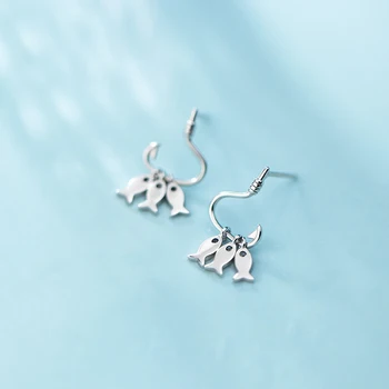 

MloveAcc Authentic 925 Sterling Silver Fish Hook Drop Earrings Lovely Girls Charming Earrings for Women