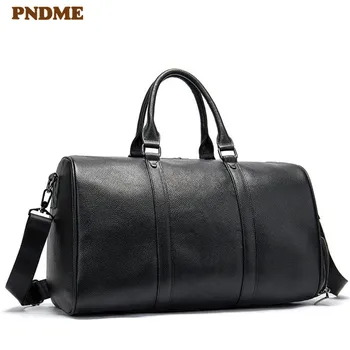 

Simple genuine leather large capacity men's travel handbag casual natural cowhide weekend outdoor shoulder luggage bag satchel