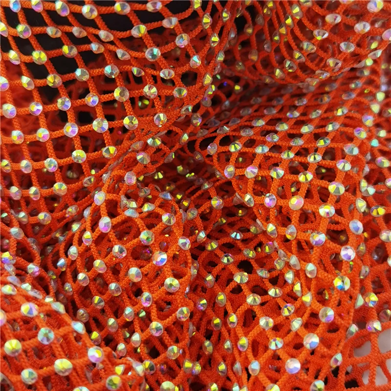 Rhinestones Mesh applique trim Fabric with rhinestone Crystal Sewing