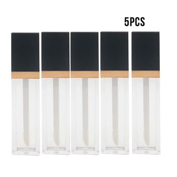 

5pcs/lot 7ml Lip Gloss Empty Tubes Square Clear Frosted Refillable Cosmetic Bottles Container DIY Makeup Lipstick Packaging Tube