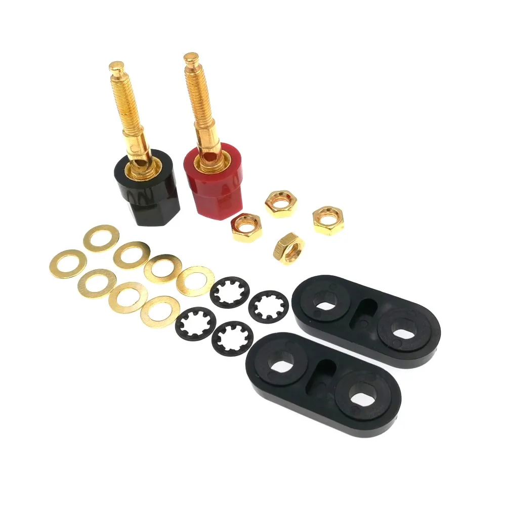 Dual Gold Speaker Binding Posts Terminal - 4mm Sockets for Banana Plugs - 2 Way (12)