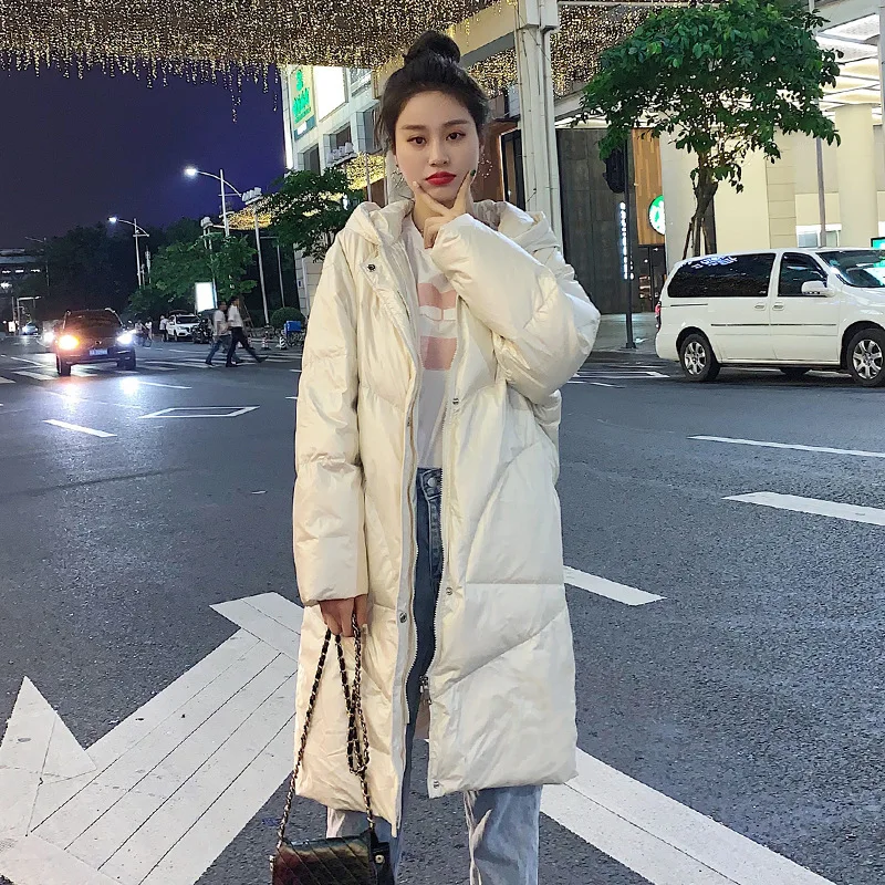 

Women's White Duck Down Jacket Down Jacket 2019 New Winter Thick Warm Jacket Hooded X-Long Down Jacket Doudoune Femme Cc116