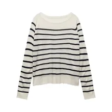  ZA autumn new women's basic style loose simple casual style round neck long-sleeved multicolor knitted pullover 