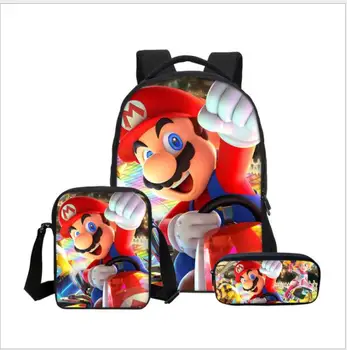 

3pcs/set Super Mario Bros Sonic Children School Bags Orthopedic Backpack Kids School Boys Girls Mochilas Infantil Catoon Bags