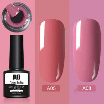 

NEE JOLIE 8ml Gel Nail Polish Varnishes Solid Color Semi Permanent Base Top Need UV LED Lamp Manicures Paint Nails Gel Polish