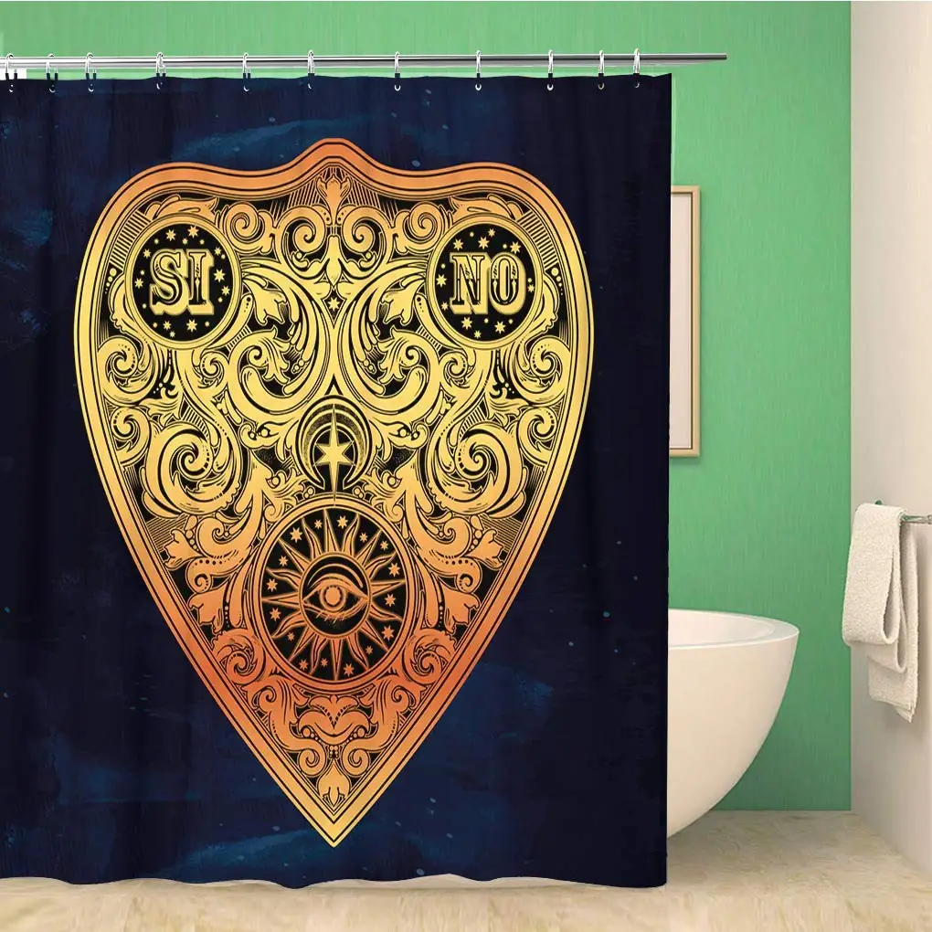 

Bathroom Shower Curtain Vintage Magic Ouija Board Oracle Antique Boho Chic Halloween Polyester Fabric 72x72 inches Waterproof