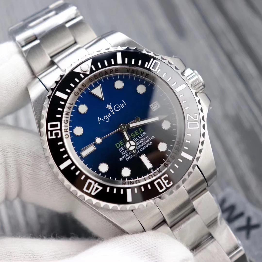 

Luxury Brand New Men Watch Stainless Steel Automatic Mechanical Black Blue Sapphire Cystal Ceramic Bezel Heavy Sport 44mm AAA+