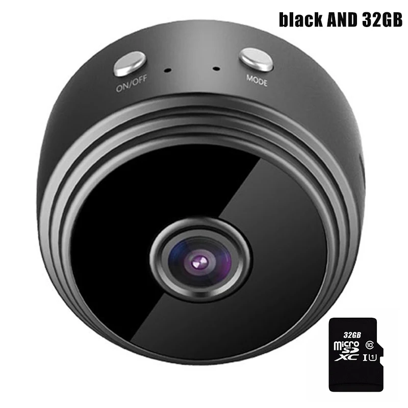 black and 32gb A9 Мини WiFi 1080P камера дистанционного наблюдения ночное видение домашний мониторинг беспроводная IP камера OD889 - Цвет: black and 32gb