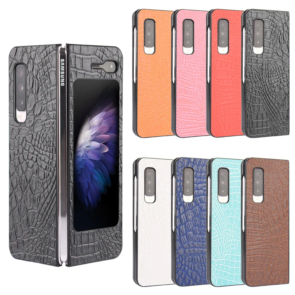 For Samsung Galaxy Fold GalaxyFold Case Luxury Crocodile Skin PU Leather Full Cover Hard Phone | Мобильные телефоны и