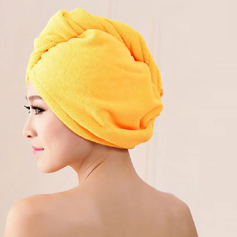 Orange Впитывающая шапочка для душа из микрофибры, утолщенная, супер впитывающая, сухая шапочка для волос, туалетные принадлежности для ванной комнаты, женская шапочка для душа, повязка для волос, Парикмахерская - Color: Orange