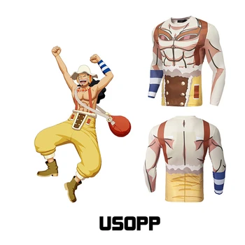 

Fitness clothing spring new men's Usopp T-shirt One Piece 3D printing tights sports Costume anime cosplay