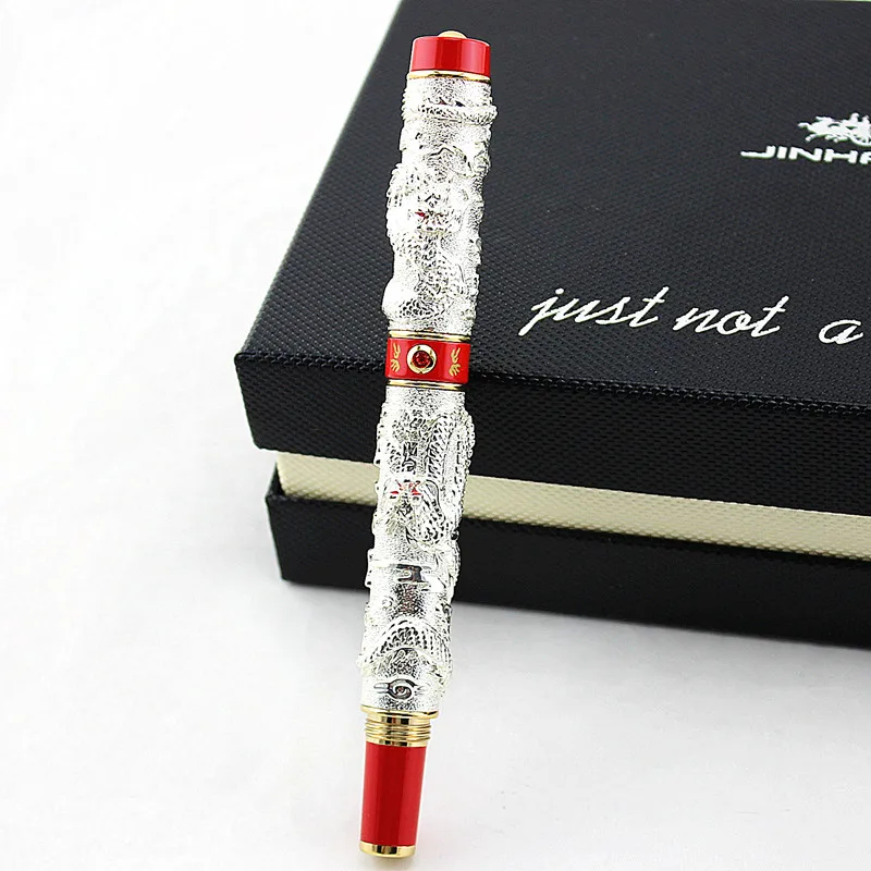 Jinhao, роскошная Ручка-роллер с драконом, 0,7 мм, сменная ручка для рукоделия, письма, подарочная ручка для бизнеса, офиса, бизнеса, ручка с тиснением, ручка с драконом