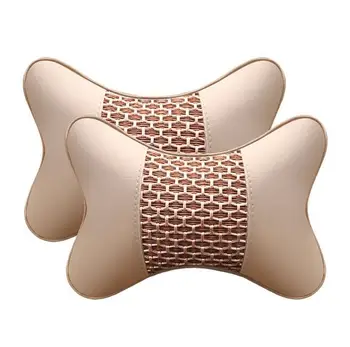 

2 Pieces Car PU Leather Headrest Neck Pillow Car Head Neck Pillow Seat Back Support Cushion