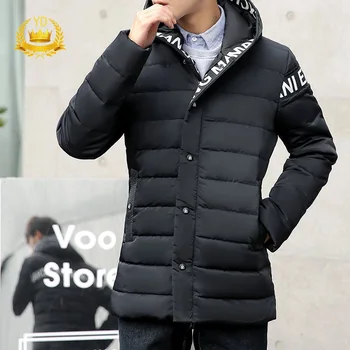 

Men's Goose Down Solid Color Down Jacket Coat Hooded Zipper Coat Winter Thick Coat Letter Printing YDJS