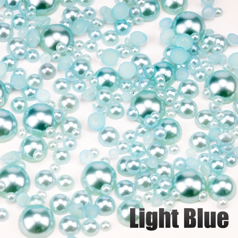Multicolor Half Round Flatback Imitation Pearls for DIY Crafts and Nail Art
